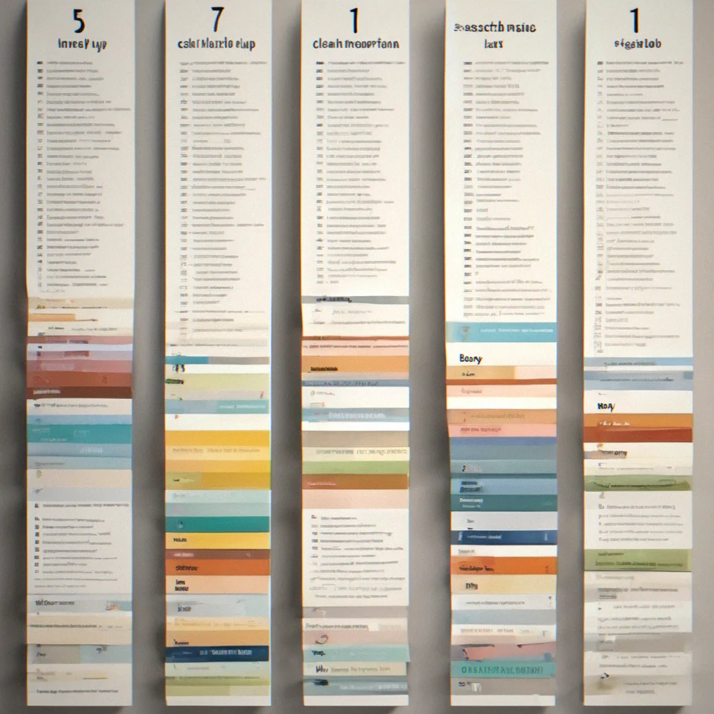 Type scale laid out vertically showing all six heading levels plus the body text variants. Each one scales up from the last by the same ratio, so it all feels proportional