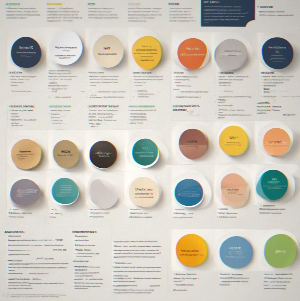 A hierarchical list of design tokens laid out by type sizes, colors, spacing, and border radius. Everything's grouuped by what it does.