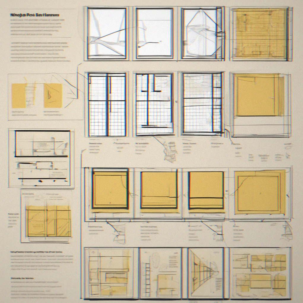 Wireframe showing a spatial grid with baseline alignment and how components stack together